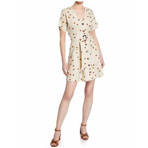 MOON RIVER Anthro Linen Blend Polka Dot Dress